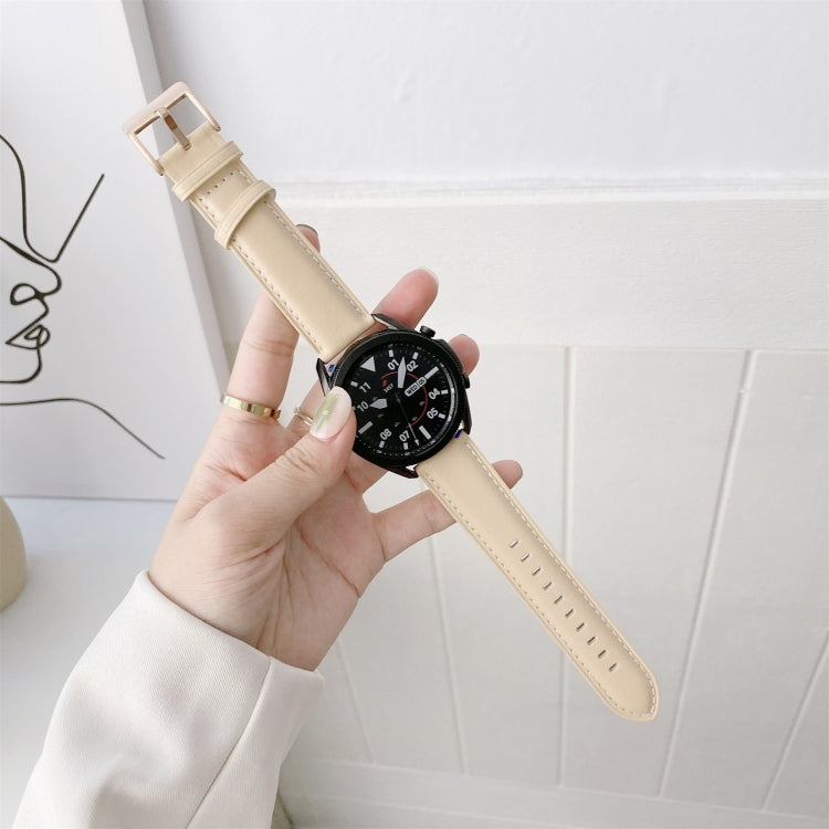 For Samsung Galaxy Watch4 40mm/44mm Leather Strap Watch Band(Apricot) by bashfashion