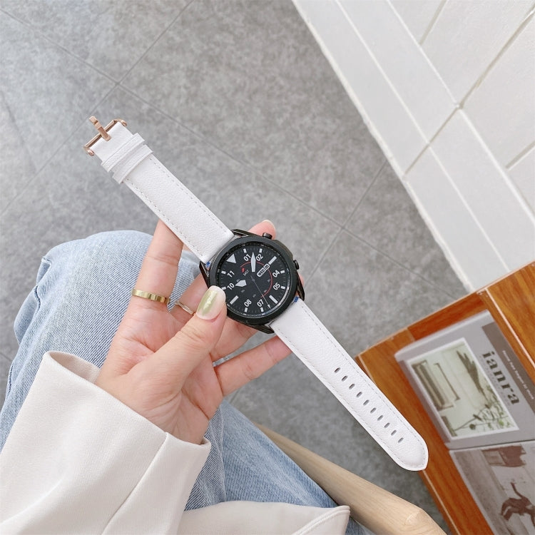 For Samsung Galaxy Watch4 40mm/44mm Leather Strap Watch Band(White) by bashfashion