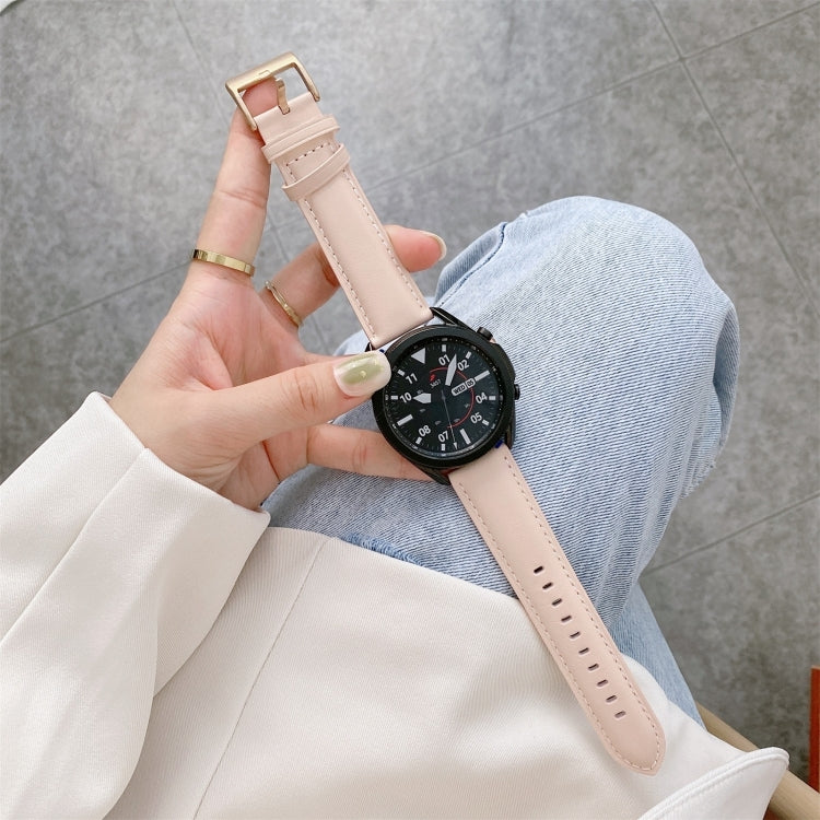 For Samsung Galaxy Watch4 40mm/44mm Leather Strap Watch Band(Light Pink) by bashfashion