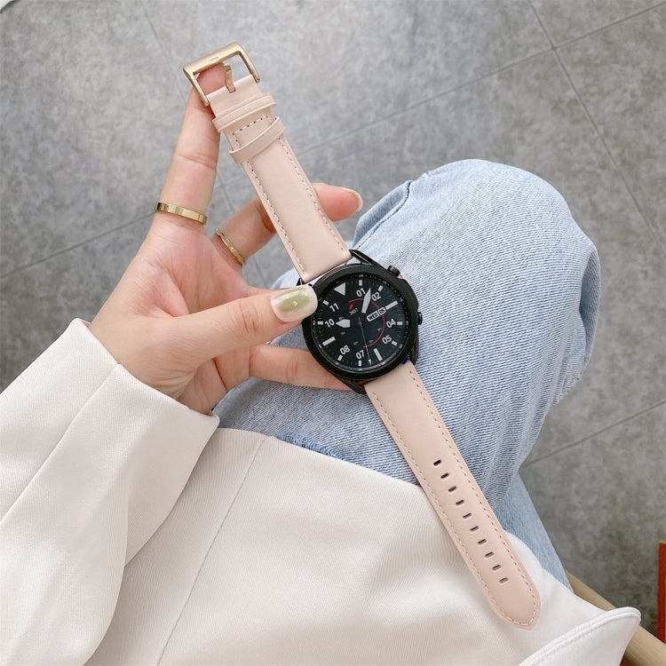 For Samsung Galaxy Watch4 40mm/44mm Leather Strap Watch Band(Light Pink) by bashfashion