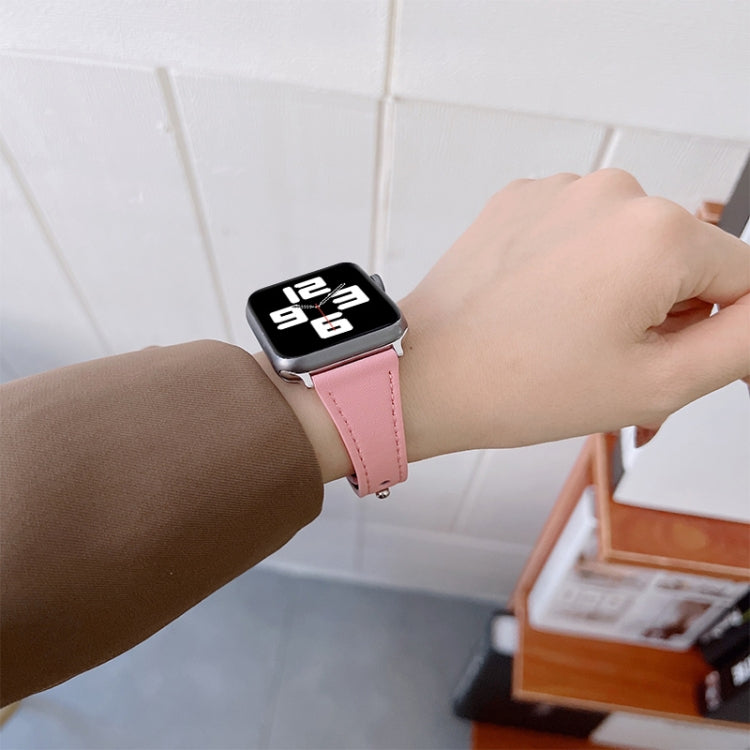 Genuine Leather Watch Band For Apple Watch Series 9&8&7 41mm / SE 3&SE 2&6&SE&5&4 40mm / 3&2&1 38mm(White) by bashfashion