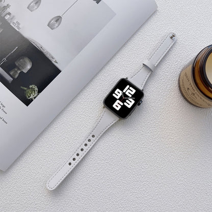 Genuine Leather Watch Band For Apple Watch Ultra 49mm&Watch Ultra 2 49mm / Series 9&8&7 45mm / SE 3&SE 2&6&SE&5&4 44mm / 3&2&1 42mm(White) by bashfashion