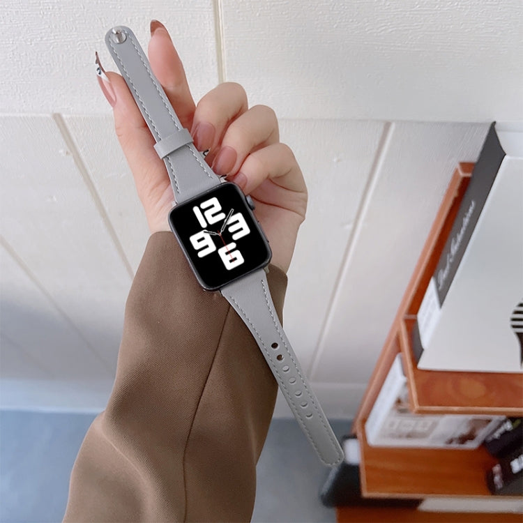 Genuine Leather Watch Band For Apple Watch Ultra 49mm&Watch Ultra 2 49mm / Series 9&8&7 45mm / SE 3&SE 2&6&SE&5&4 44mm / 3&2&1 42mm(White) by bashfashion