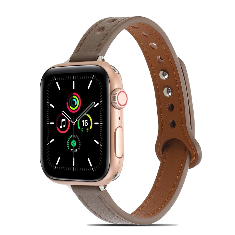 Double Rivets Leather Watch Band for Apple Watch Series 9&8&7 41mm / SE 3&SE 2&6&SE&5&4 40mm / 3&2&1 38mm(Light Brown) by bashfashion