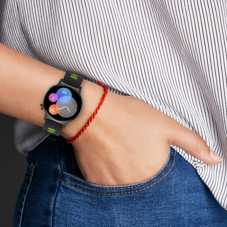 For Huawei Watch GT 3 46mm 22mm Two-color Stripe Silicone Watch Band(White Black) by bashfashion