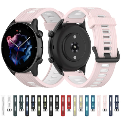 For Huawei Watch GT 3 46mm 22mm Two-color Stripe Silicone Watch Band(White Black) by bashfashion