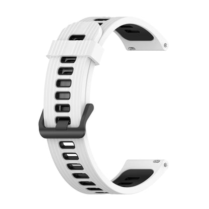 For Samsung Galaxy Watch4/Active2 20mm Two-color Stripe Silicone Watch Band(White Black) by bashfashion