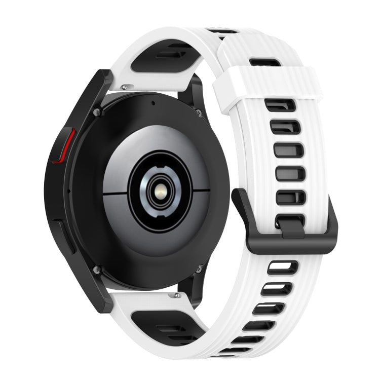 For Samsung Galaxy Watch4/Active2 20mm Two-color Stripe Silicone Watch Band(White Black) by bashfashion