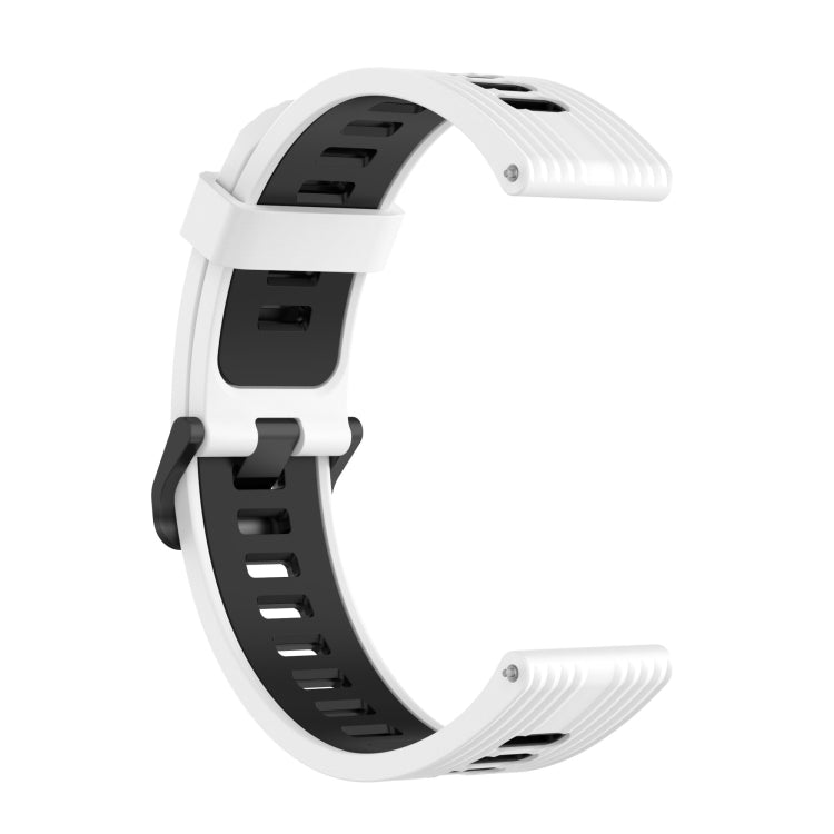 For Huawei Watch GT Runner 22mm Two-color Stripe Silicone Watch Band(White Black) by bashfashion