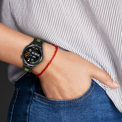 For Huawei Watch GT Runner 22mm Two-color Stripe Silicone Watch Band(White Black) by bashfashion