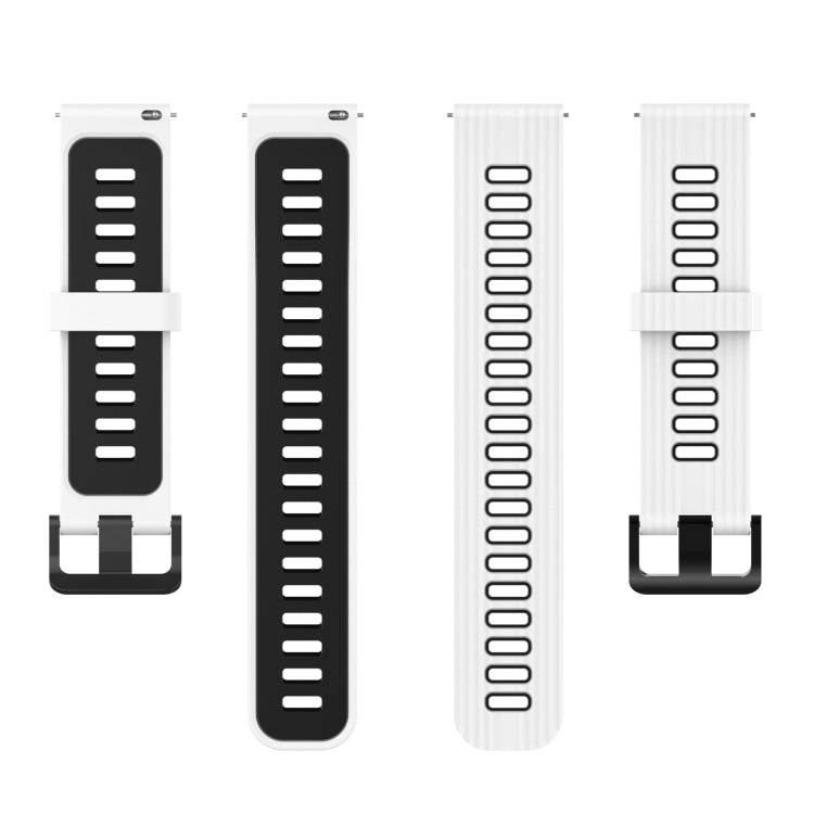 For Amazfit GTR 3/GTR 3 Pro/GTR 2 22mm Two-color Stripe Silicone Watch Band(White Black) by bashfashion