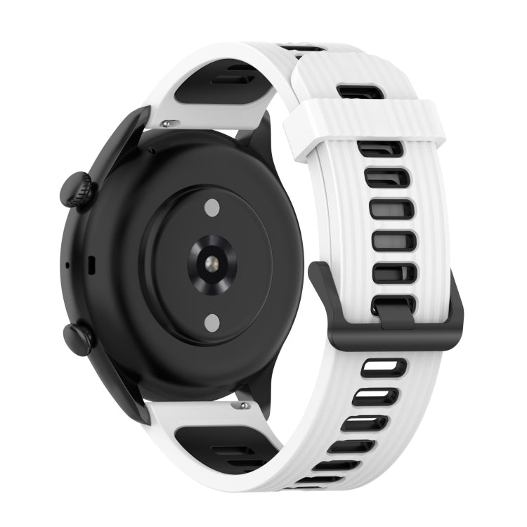 For Amazfit GTR 3/GTR 3 Pro/GTR 2 22mm Two-color Stripe Silicone Watch Band(White Black) by bashfashion