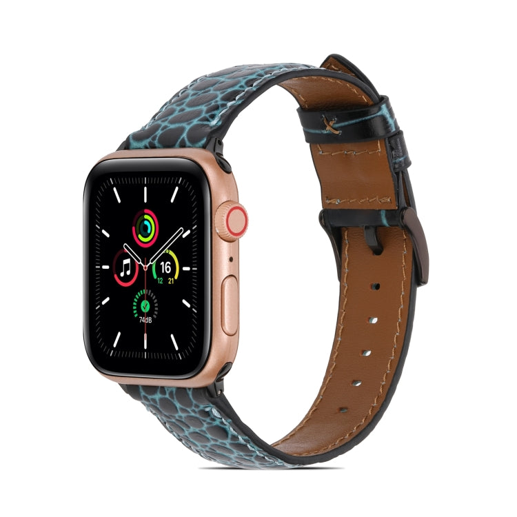 Crocodile Texture Leather Watch Band for Apple Watch Series 9&8&7 41mm / SE 3&SE 2&6&SE&5&4 40mm / 3&2&1 38mm(Green) by bashfashion