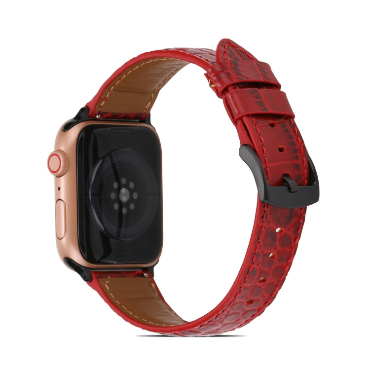 Crocodile Texture Leather Watch Band for Apple Watch Series 9&8&7 41mm / SE 3&SE 2&6&SE&5&4 40mm / 3&2&1 38mm(Red) by bashfashion