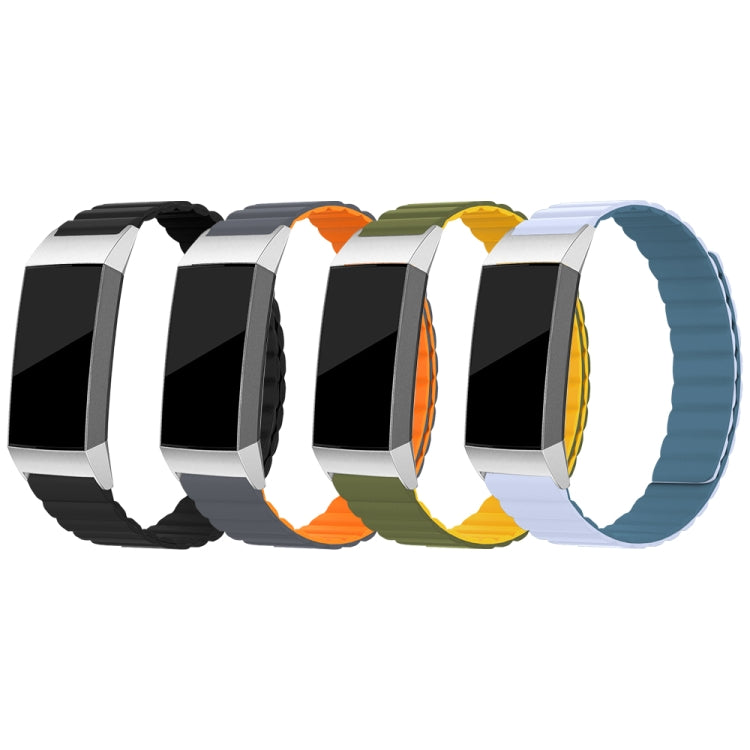 For Fitbit Charge 3 / 4 Silicone Magnetic Watch Band(Black) by bashfashion