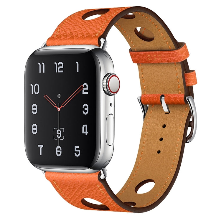 PU Silver Buckle Watch Band For Apple Watch Series 9&8&7 41mm / SE 3&SE 2&6&SE&5&4 40mm / 3&2&1 38mm(Orange) by bashfashion