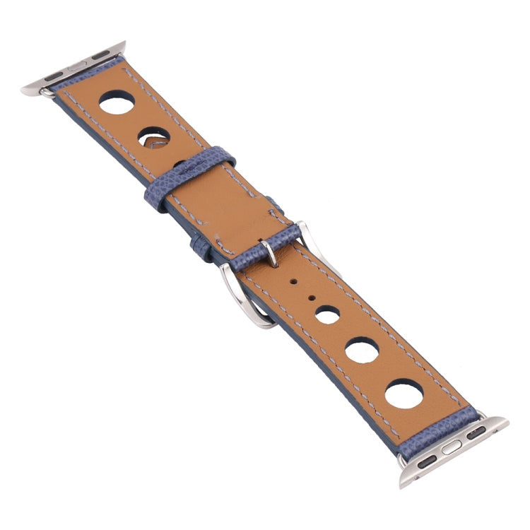 PU Silver Buckle Watch Band For Apple Watch Series 9&8&7 41mm / SE 3&SE 2&6&SE&5&4 40mm / 3&2&1 38mm(Royal Blue) by bashfashion
