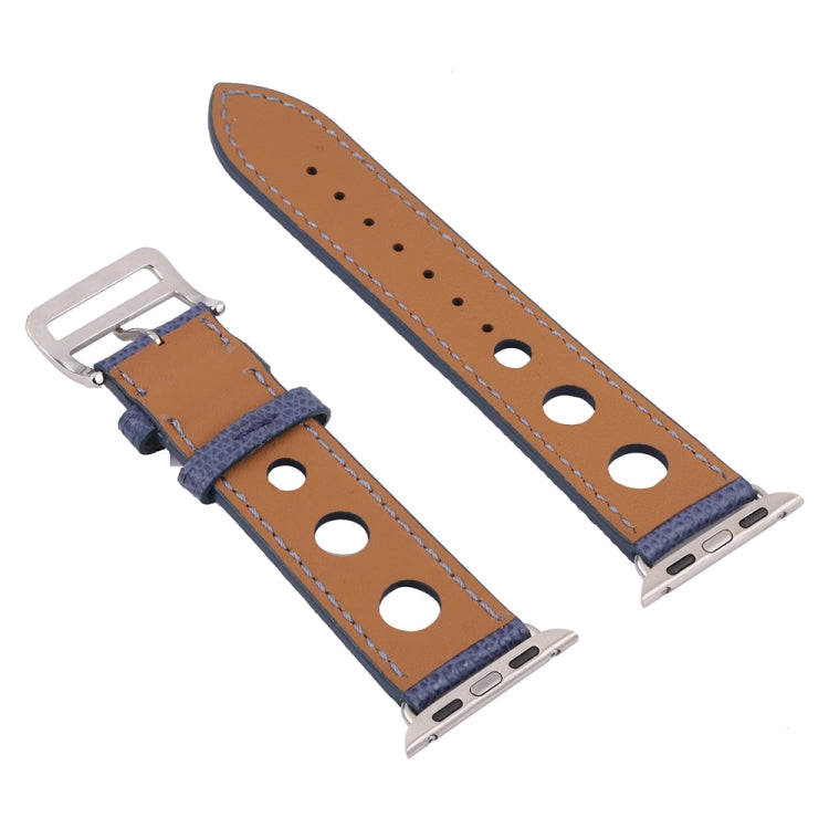 PU Silver Buckle Watch Band For Apple Watch Series 9&8&7 41mm / SE 3&SE 2&6&SE&5&4 40mm / 3&2&1 38mm(Royal Blue) by bashfashion