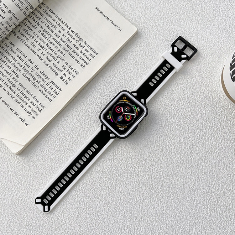 TPU Watch Band For Apple Watch Series 9&8&7 41mm / SE 3&SE 2&6&SE&5&4 40mm / 3&2&1 38mm(Black White) by bashfashion