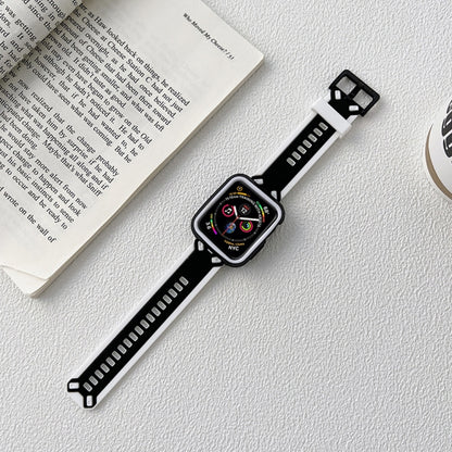 TPU Watch Band For Apple Watch Series 9&8&7 41mm / SE 3&SE 2&6&SE&5&4 40mm / 3&2&1 38mm(Black White) by bashfashion