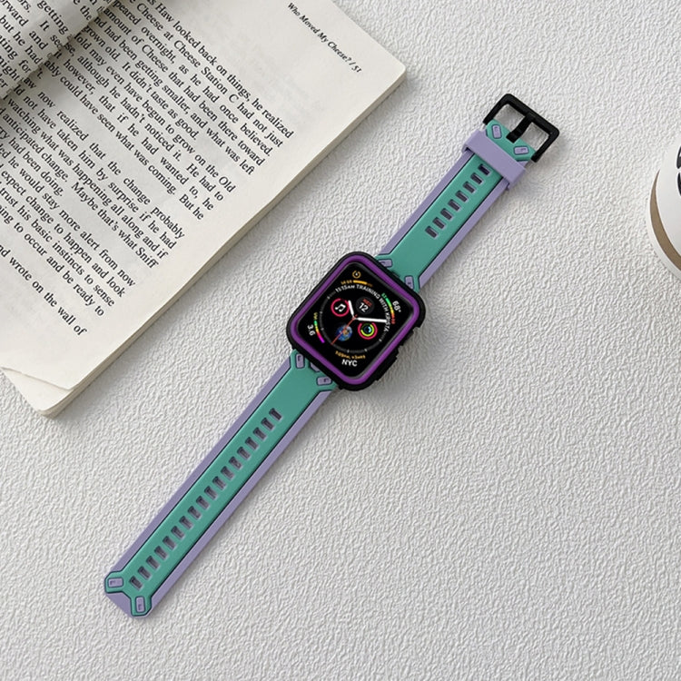 TPU Watch Band For Apple Watch Series 9&8&7 41mm / SE 3&SE 2&6&SE&5&4 40mm / 3&2&1 38mm(Purple Mint Green) by bashfashion
