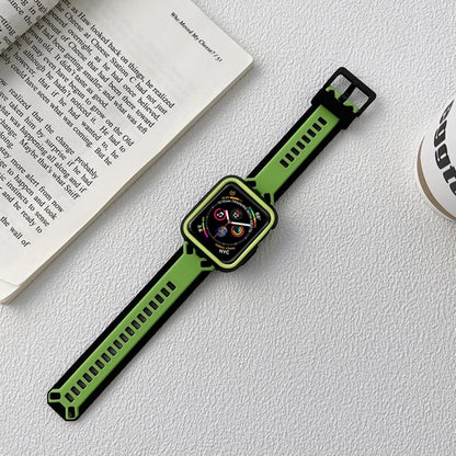 TPU Watch Band For Apple Watch Series 9&8&7 41mm / SE 3&SE 2&6&SE&5&4 40mm / 3&2&1 38mm(Black Green) by bashfashion