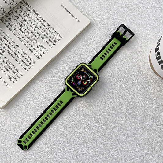 TPU Watch Band For Apple Watch Series 9&8&7 41mm / SE 3&SE 2&6&SE&5&4 40mm / 3&2&1 38mm(Black Green) by bashfashion