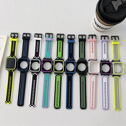 TPU Watch Band For Apple Watch Series 9&8&7 41mm / SE 3&SE 2&6&SE&5&4 40mm / 3&2&1 38mm(Black Yellow) by bashfashion