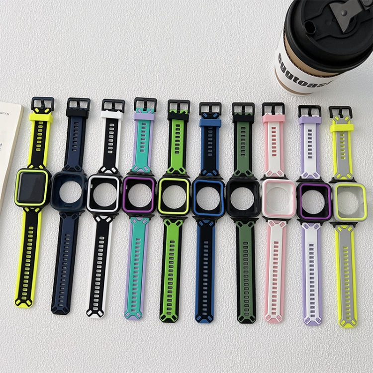 TPU Watch Band For Apple Watch Series 9&8&7 41mm / SE 3&SE 2&6&SE&5&4 40mm / 3&2&1 38mm(Blue Black) by bashfashion