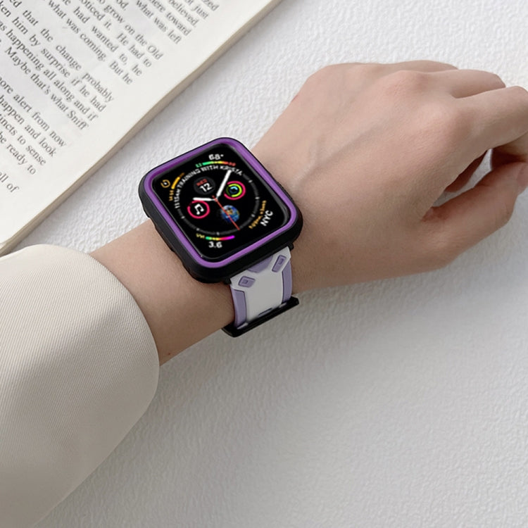 TPU Watch Band For Apple Watch Series 9&8&7 41mm / SE 3&SE 2&6&SE&5&4 40mm / 3&2&1 38mm(Purple White) by bashfashion