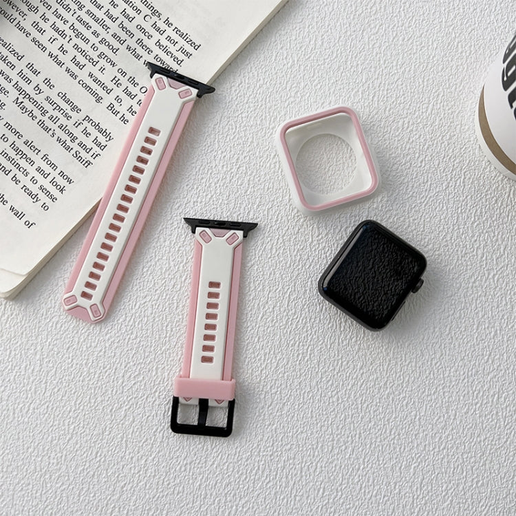 TPU Watch Band For Apple Watch Series 9&8&7 41mm / SE 3&SE 2&6&SE&5&4 40mm / 3&2&1 38mm(Pink White) by bashfashion