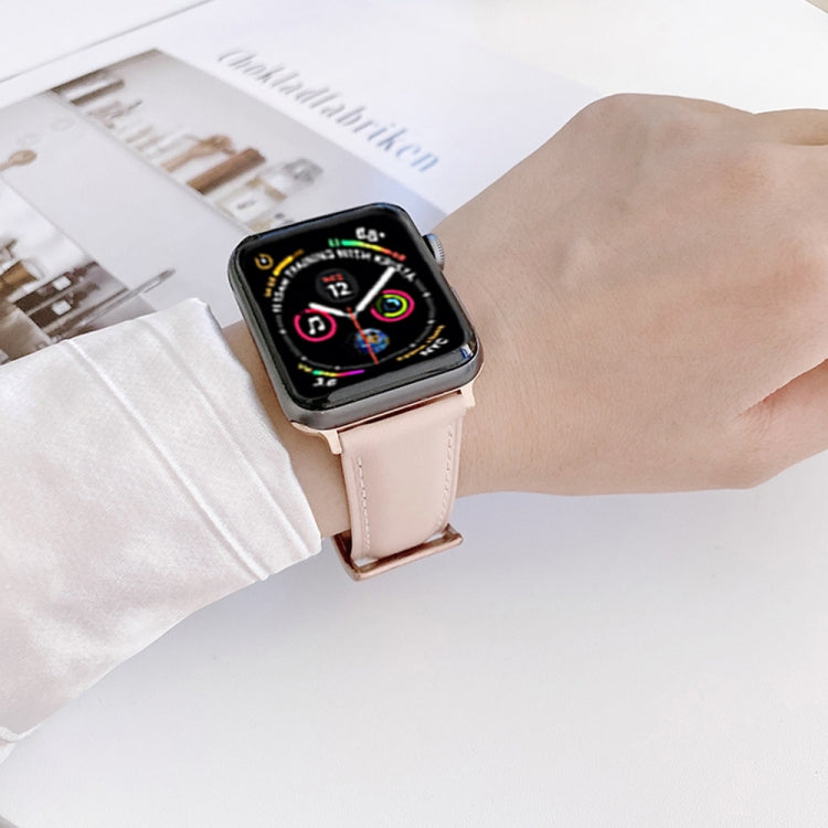 Genuine Leather Watch Band For Apple Watch Series 9&8&7 41mm / SE 3&SE 2&6&SE&5&4 40mm / 3&2&1 38mm(White) by bashfashion