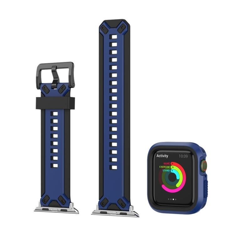 Two-color TPU Strap For Apple Watch Series 9&8&7 41mm / SE 3&SE 2&6&SE&5&4 40mm / 3&2&1 38mm(Black Midnight Blue) by bashfashion