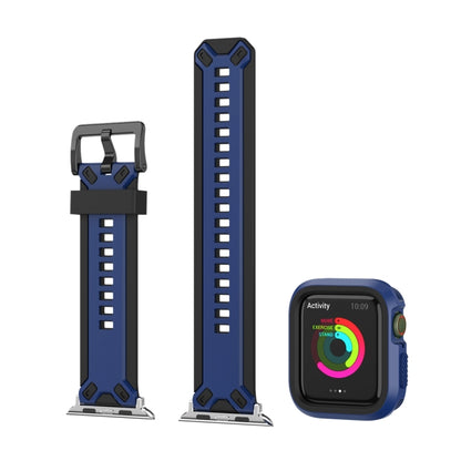 Two-color TPU Strap For Apple Watch Series 9&8&7 41mm / SE 3&SE 2&6&SE&5&4 40mm / 3&2&1 38mm(Black Midnight Blue) by bashfashion