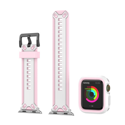 Two-color TPU Strap For Apple Watch Series 9&8&7 41mm / SE 3&SE 2&6&SE&5&4 40mm / 3&2&1 38mm(Pink White) by bashfashion