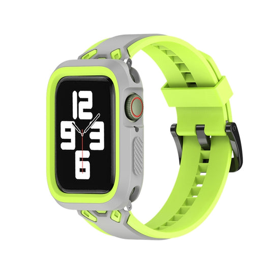 Two-color TPU Strap For Apple Watch Series 9&8&7 41mm / SE 3&SE 2&6&SE&5&4 40mm / 3&2&1 38mm(Green Grey) by bashfashion