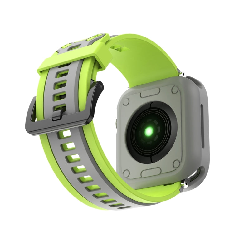 Two-color TPU Strap For Apple Watch Series 9&8&7 41mm / SE 3&SE 2&6&SE&5&4 40mm / 3&2&1 38mm(Green Grey) by bashfashion