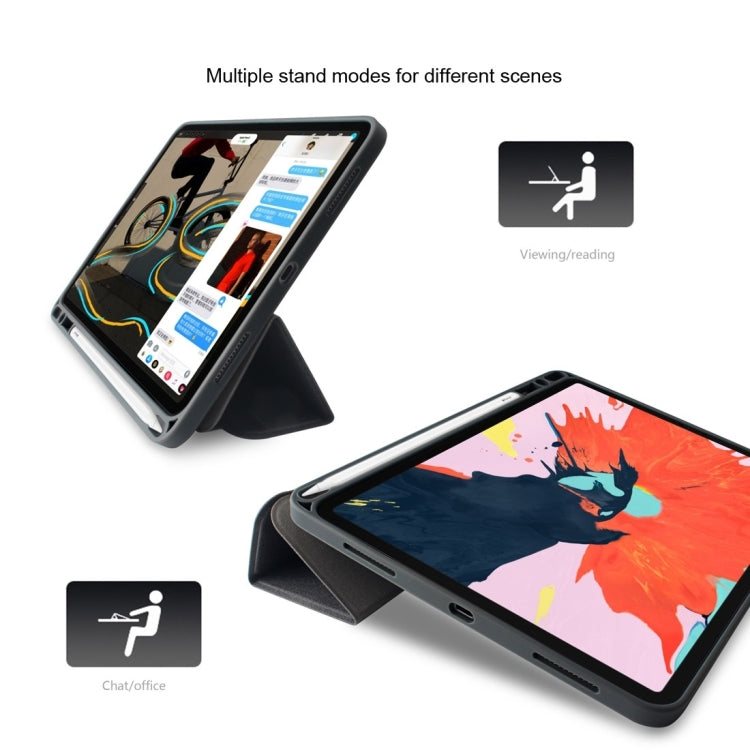 For iPad Mini 5 / 4 Mutural Exquisite Series Cloth Texture PU+TPU Leather Case with 3-Fold Holder & Pen Slot & Sleep & Wake-up Function(Green) by Mutural