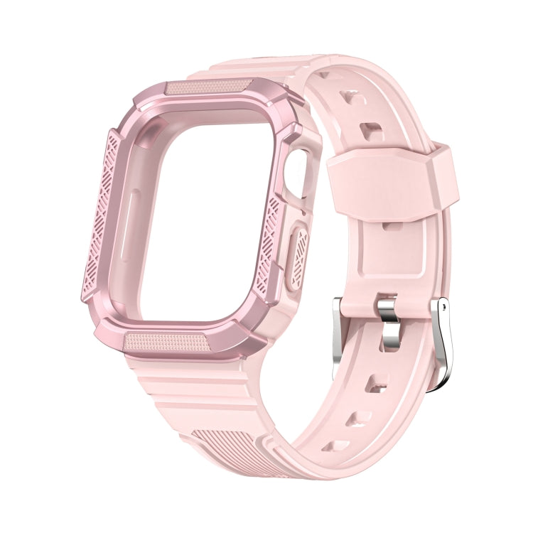 Two-color Integrated Watch Band For Apple Watch Series 7 41mm / 6&SE&5&4 40mm(Pink + Rose Pink Frame) by bashfashion