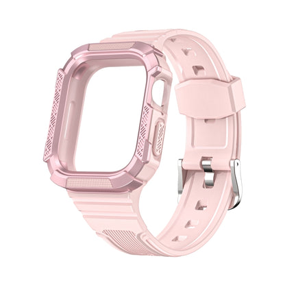 Two-color Integrated Watch Band For Apple Watch Series 7 41mm / 6&SE&5&4 40mm(Pink + Rose Pink Frame) by bashfashion