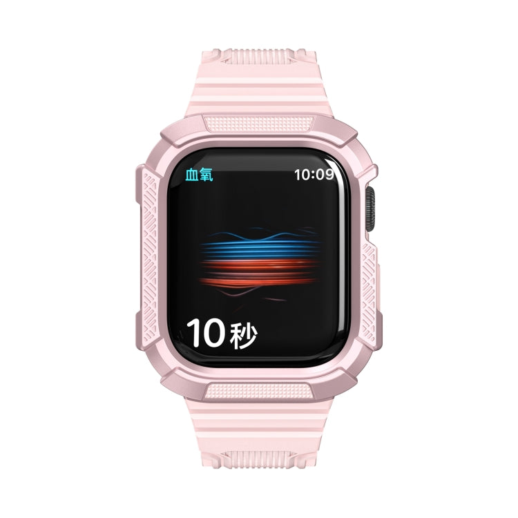 Two-color Integrated Watch Band For Apple Watch Series 7 41mm / 6&SE&5&4 40mm(Pink + Rose Pink Frame) by bashfashion