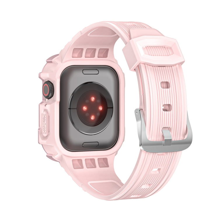 Two-color Integrated Watch Band For Apple Watch Series 7 41mm / 6&SE&5&4 40mm(Pink + Rose Pink Frame) by bashfashion