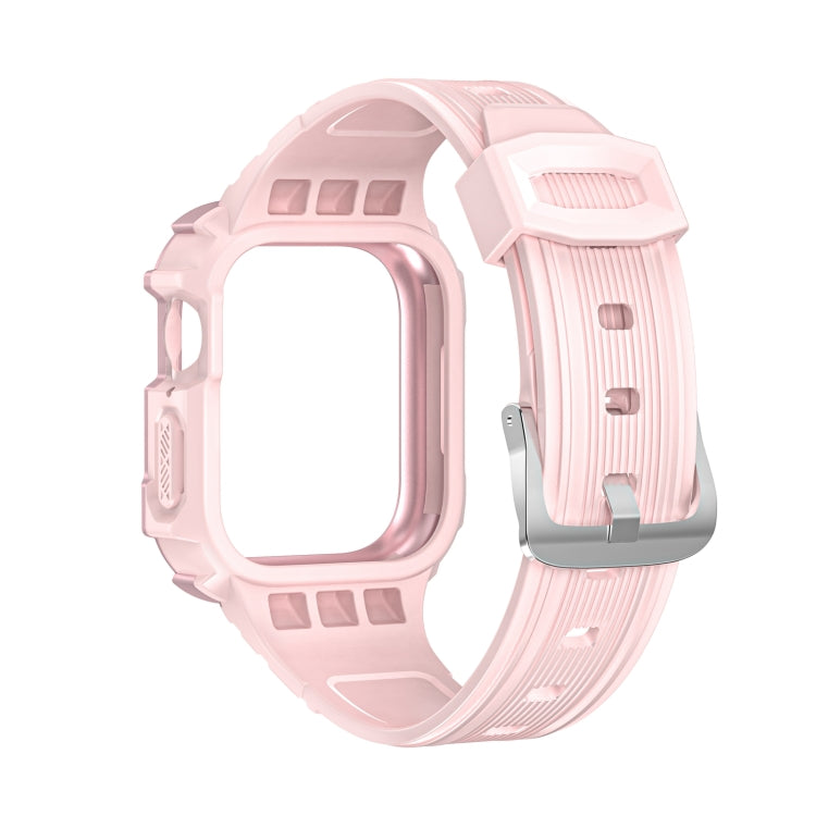 Two-color Integrated Watch Band For Apple Watch Series 7 41mm / 6&SE&5&4 40mm(Pink + Rose Pink Frame) by bashfashion