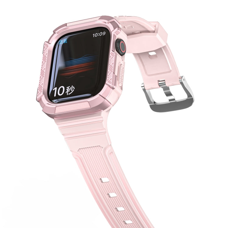 Two-color Integrated Watch Band For Apple Watch Series 7 41mm / 6&SE&5&4 40mm(Pink + Rose Pink Frame) by bashfashion