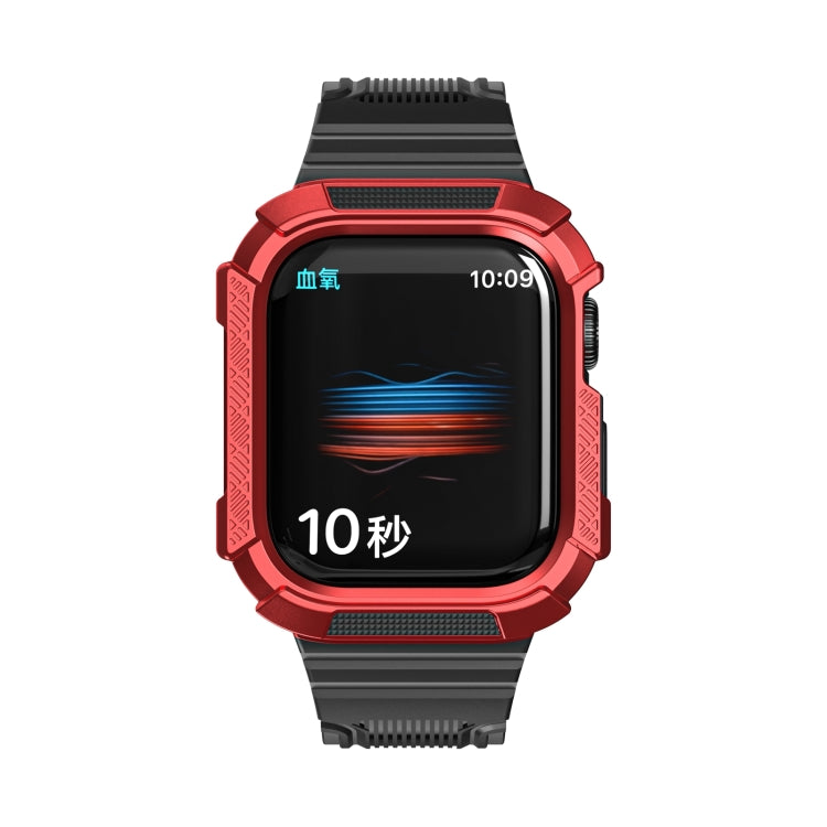 Two-color Integrated Watch Band For Apple Watch Series 7 41mm / 6&SE&5&4 40mm(Black + Red Frame) by bashfashion