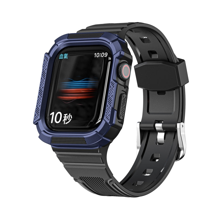Two-color Integrated Watch Band For Apple Watch Series 7 41mm / 6&SE&5&4 40mm(Black + Dark Blue Frame) by bashfashion