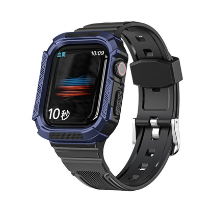 Two-color Integrated Watch Band For Apple Watch Series 7 41mm / 6&SE&5&4 40mm(Black + Dark Blue Frame) by bashfashion