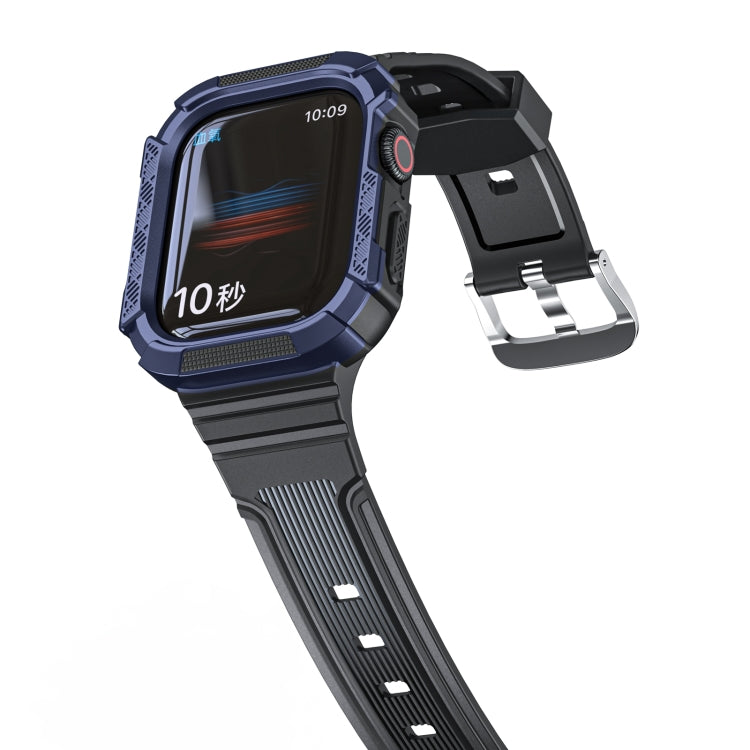 Two-color Integrated Watch Band For Apple Watch Series 7 41mm / 6&SE&5&4 40mm(Black + Dark Blue Frame) by bashfashion