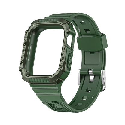Two-color Integrated Watch Band For Apple Watch Series 7 41mm / 6&SE&5&4 40mm(Alfalfa + GreenFrame) by bashfashion