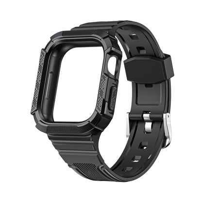 Two-color Integrated Watch Band For Apple Watch Series 7 45mm / 6&SE&5&4 44mm(Black + Black Frame) by bashfashion
